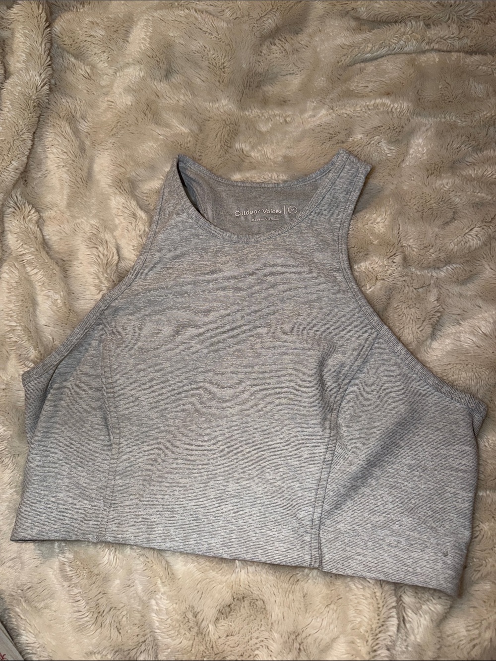 Outdoor Voices Light Heather Gray High-Neck Crop Tank